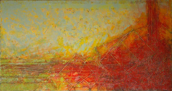 Z cyklu Horyzonty obraz 11; 150x80 cm; olej i akryl na płótnie; 2007
