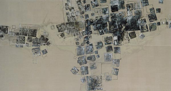 Z cyklu Horyzonty obraz 4; 300x160 cm; olej i akryl na płótnie; 2007